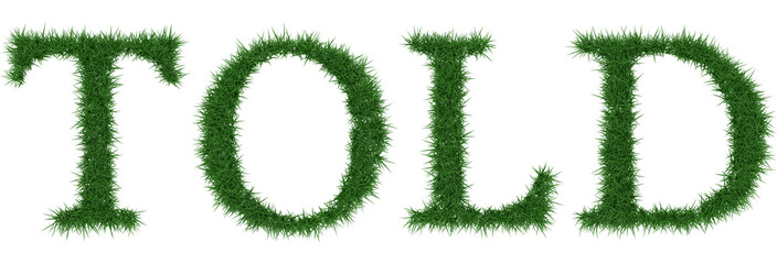 Told - 3D rendering fresh Grass letters isolated on whhite background.