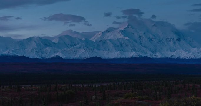 Mount Denali (McKinley) sunrise time lapse
