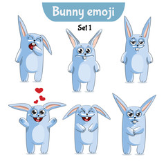 Vector set of cute rabbit characters. Set 1