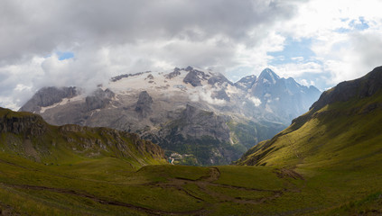 Fototapeta na wymiar view of Marmolada glacier from Arabba cable car