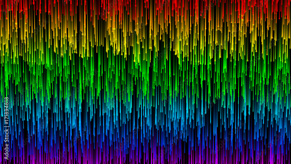 Poster colorful rainbow particles. digital background. 3d rendering