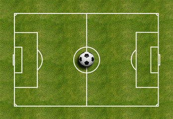 Soccer ball on a field background. 3d illustration