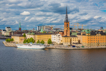 Fototapeta premium View onto Riddarholmen island in Stockholm old town Gamla Stan in Sweden