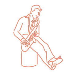 jazz musician with an instrument. line drawing. hand drawn. vector illustration. Cartoon.