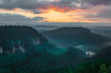 The sunrise over the Teplice Rocks