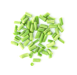 Fresh green beans on white background