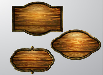 Wooden signs, vector icon set