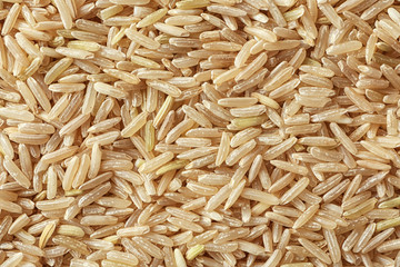 Raw brown rice, closeup