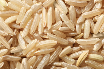 Raw brown rice, closeup