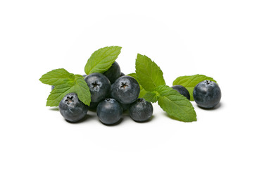 pile of delicious blueberries on white background