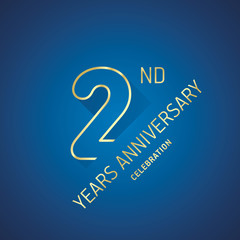 Fototapeta premium Anniversary 2nd years celebration logo gold blue greeting card