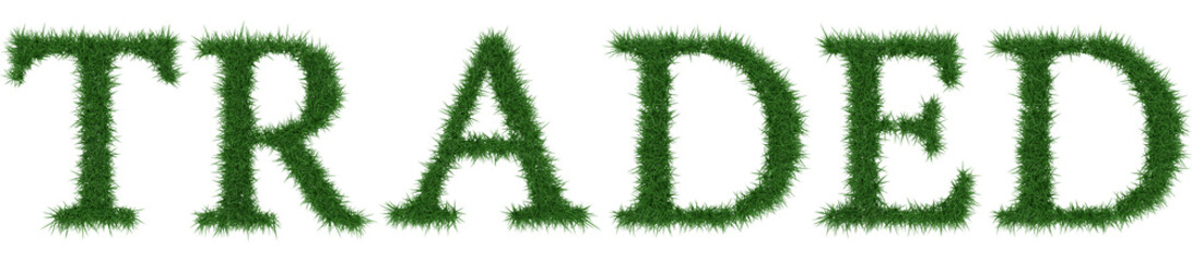 Traded - 3D rendering fresh Grass letters isolated on whhite background.