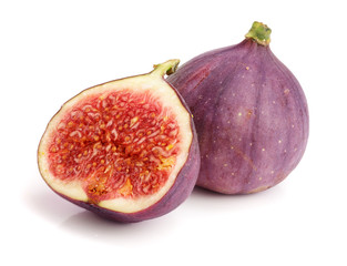 fig fruits with half isolated on white background