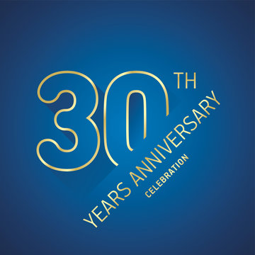 Anniversary 30th years celebration logo gold blue greeting card