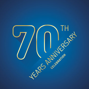 Anniversary 70th years celebration logo gold blue greeting card