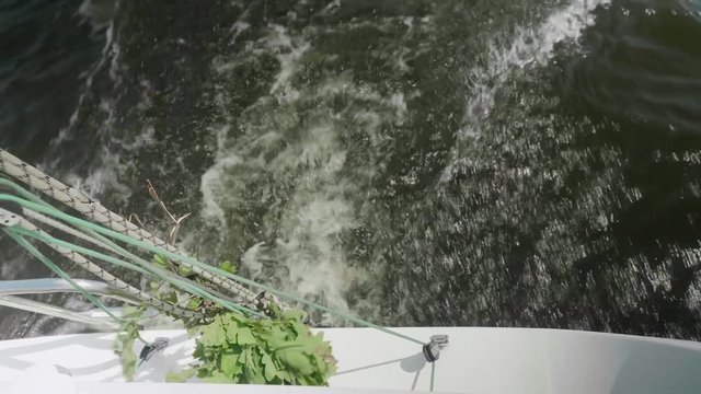 View of boiling water astern