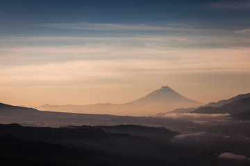 Fototapeta na wymiar Mountain Fuji with morning mist in spring season