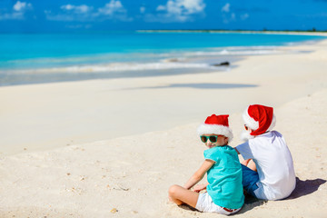 Kids at beach on Christmas