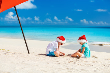 Kids at beach on Christmas