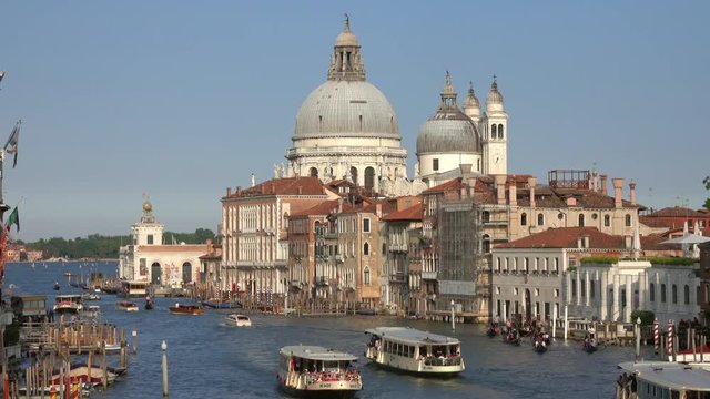  Basilica Santa Maria della Salute and Grand canal, Venice, Italy, 4k
