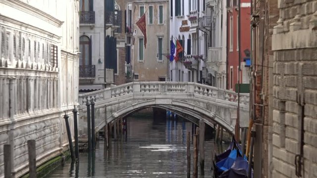 Bridge of Sighs or Ponte dei Sospiri in Venice, Italy, zoom out view, 4k
