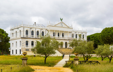 Obraz premium Beautiful landscape in Donana Natural Park and nature reserve. Palace of Acebron in Huelva, Andalusia Spain