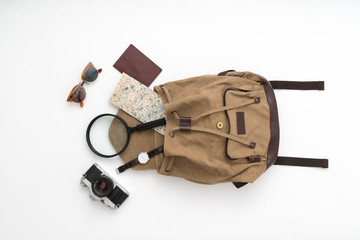 Backpack with travel supplies