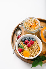 Homemade granola with dried fruit,nuts and berries