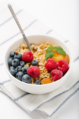 Homemade granola with dried fruit,nuts and berries