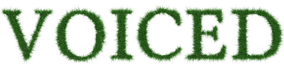 Voiced - 3D rendering fresh Grass letters isolated on whhite background.