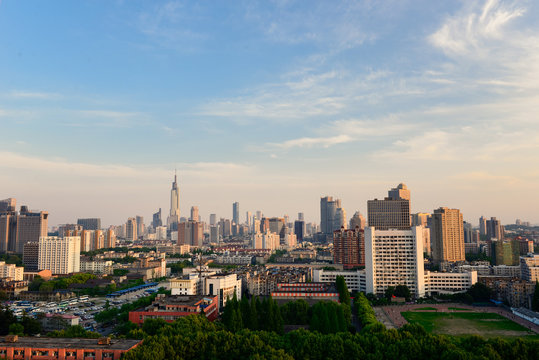 This photo was taken in the northwest of the downtown of Nanjing. The highest building in this photo is the highest one in Nanjing â€“ the Greenland Square Zifeng Tower.