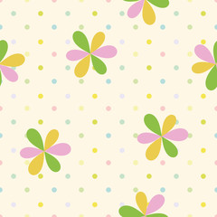 vector seamless children`s pattern simple flowers