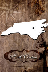 Poster North Carolina state map outline