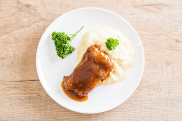 grilled rib pork with mash potatoes