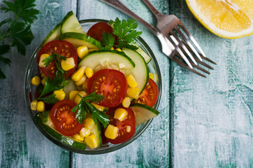 Salad with raw vegetables