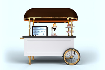 Elegant Coffee cart 3D render