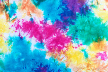 Fototapeta na wymiar tie dye color on cotton fabric textures 