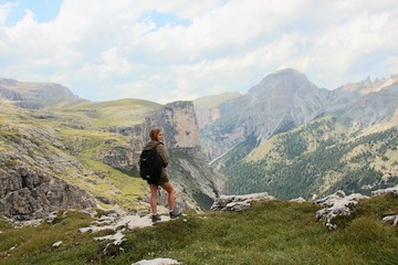 Naklejka na ściany i meble Hiking on Dolomites