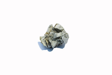 Crumpled paper ball isolated on white background