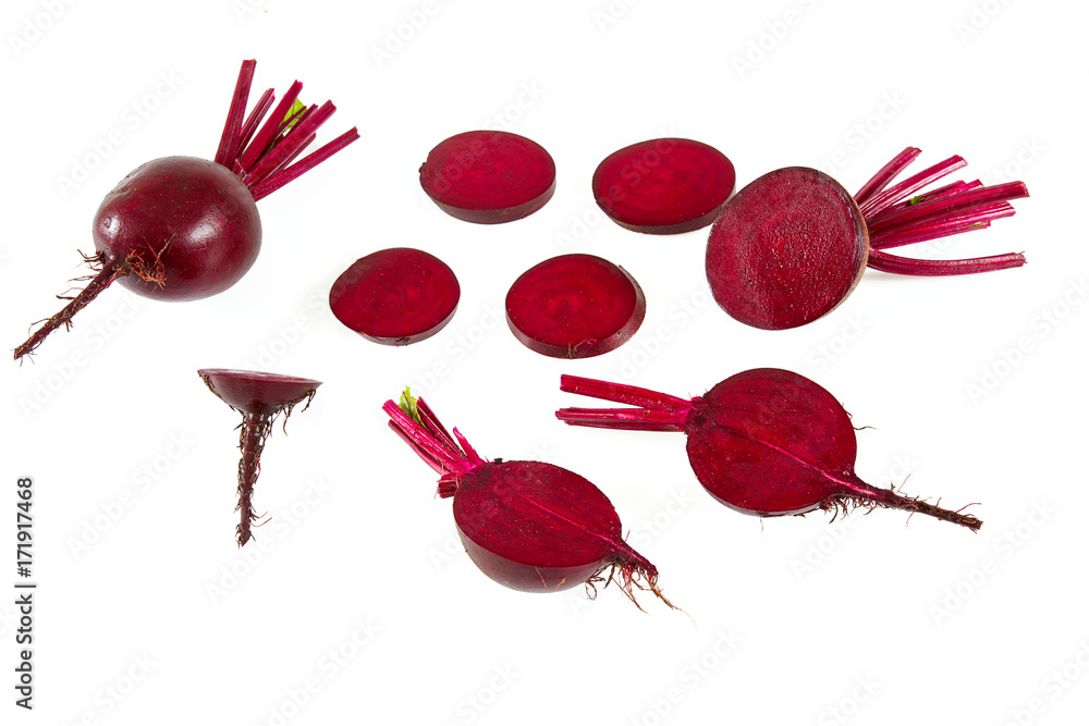 Poster fresh beetroot isolated on white