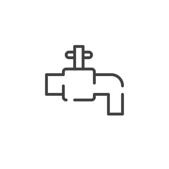 Water tap line icon, outline vector sign, linear style pictogram isolated on white. Symbol, logo illustration. Editable stroke