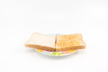 Bread with orange yam on small dish