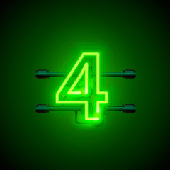 Obraz premium Neon city font sign number 4, signboard four. Vector illustration