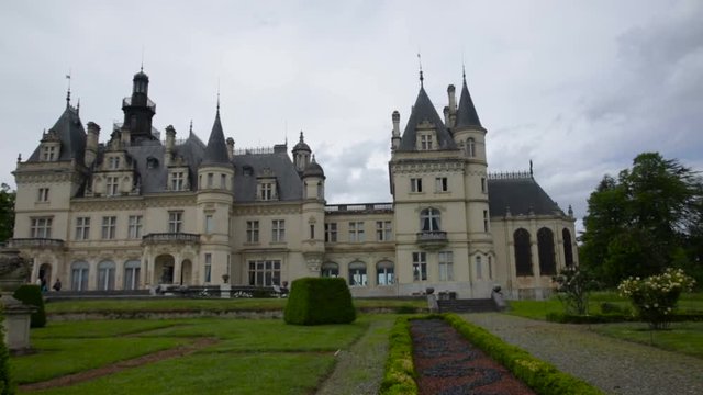 Montrejeau, FRANCE - MAY 12, 2017:
Montrejeau castle of Valmirande in France - old european stone building
