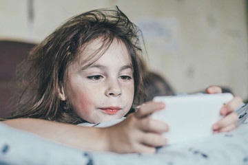 Ruffled girl in the morning.