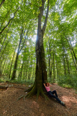 Woman resting after a long hike