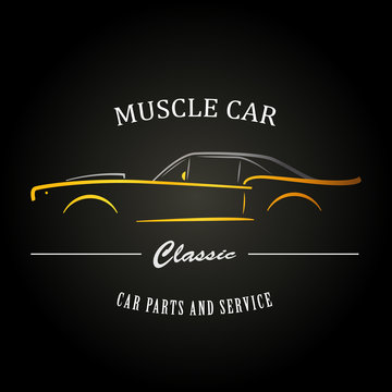 Classic muscle car silhouette. Vehicle silhouette design. Vector illustration.
