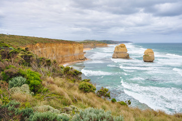 Twelve apostles in Great Ocean Road route / Twelve apostles in Great Ocean Road route in Victoria, Australia