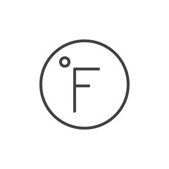 Fahrenheit line icon, outline vector sign, linear style pictogram isolated on white. Symbol, logo illustration. Editable stroke