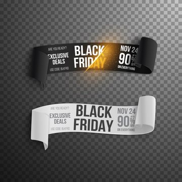 Illustration of Black Friday Paper Scroll. Realistic Vector Paper Scroll Template